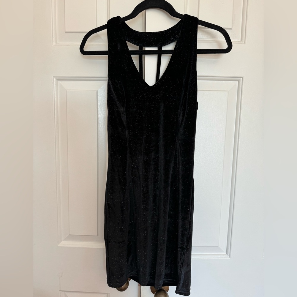 Forever21 black sparkle velvet mini dress